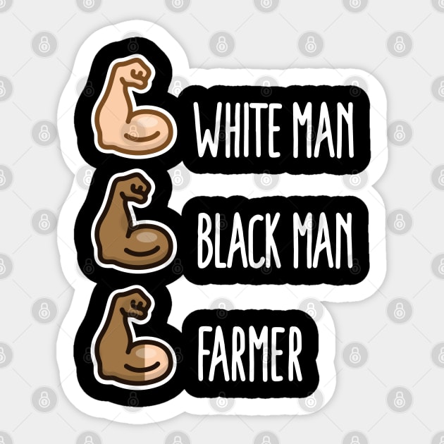 White man black man farmer gift funny farm life (light design) Sticker by LaundryFactory